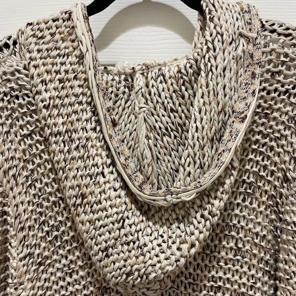 BCBGMAXAZRIA Cream & Brown Knit Zip Up Hooded Sweater - Picture 7 of 8